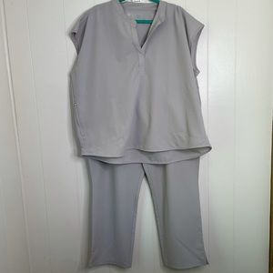 FIGS Rare Cement Scrub Set. Rafaela Top and Yola Scrub Pants.